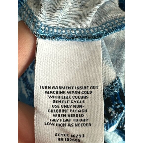 NWT Ruby Rd Women's 4X Blue Abstract Scoop Neck Stretchy Summer Blouse 25.5"x28" - Picture 8 of 9